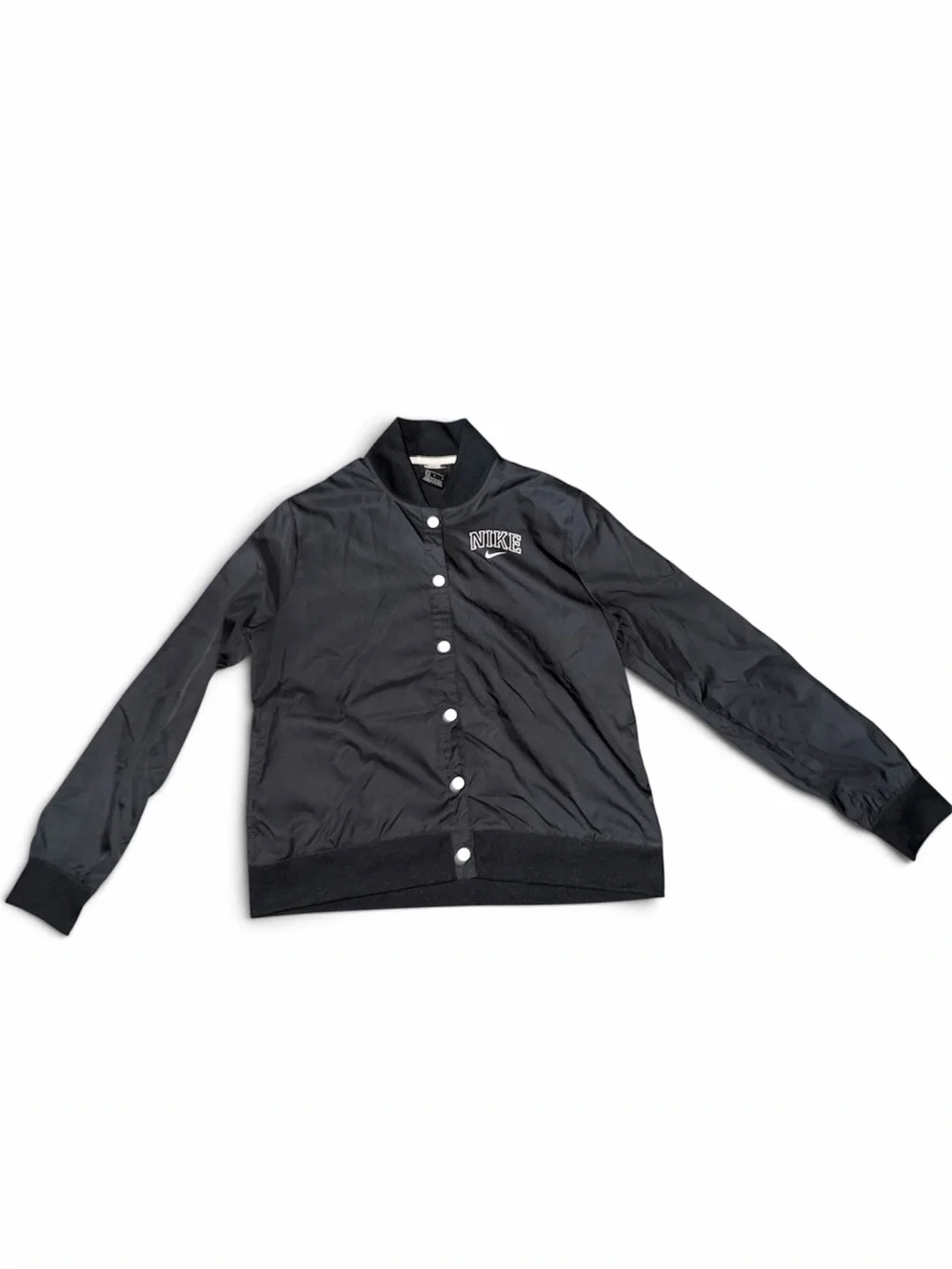 Vintage Nike Black Snap Button Varsity Jacket Size Large